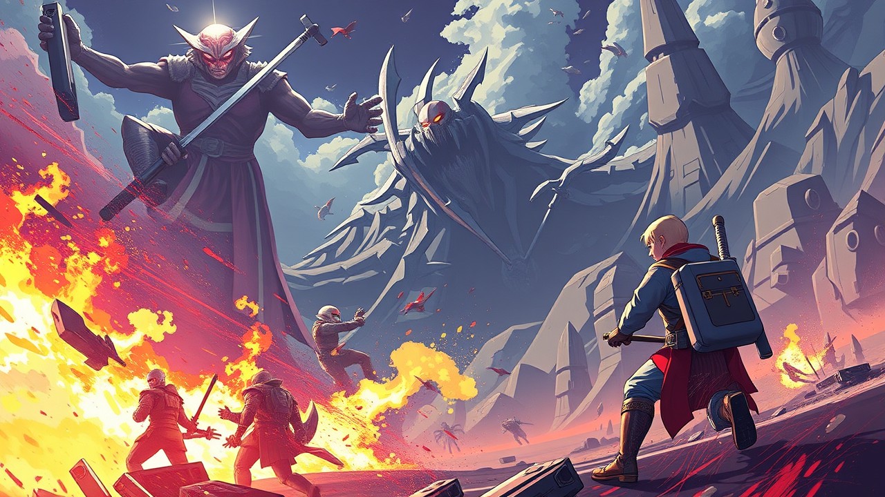 Colossal boss battle concept art