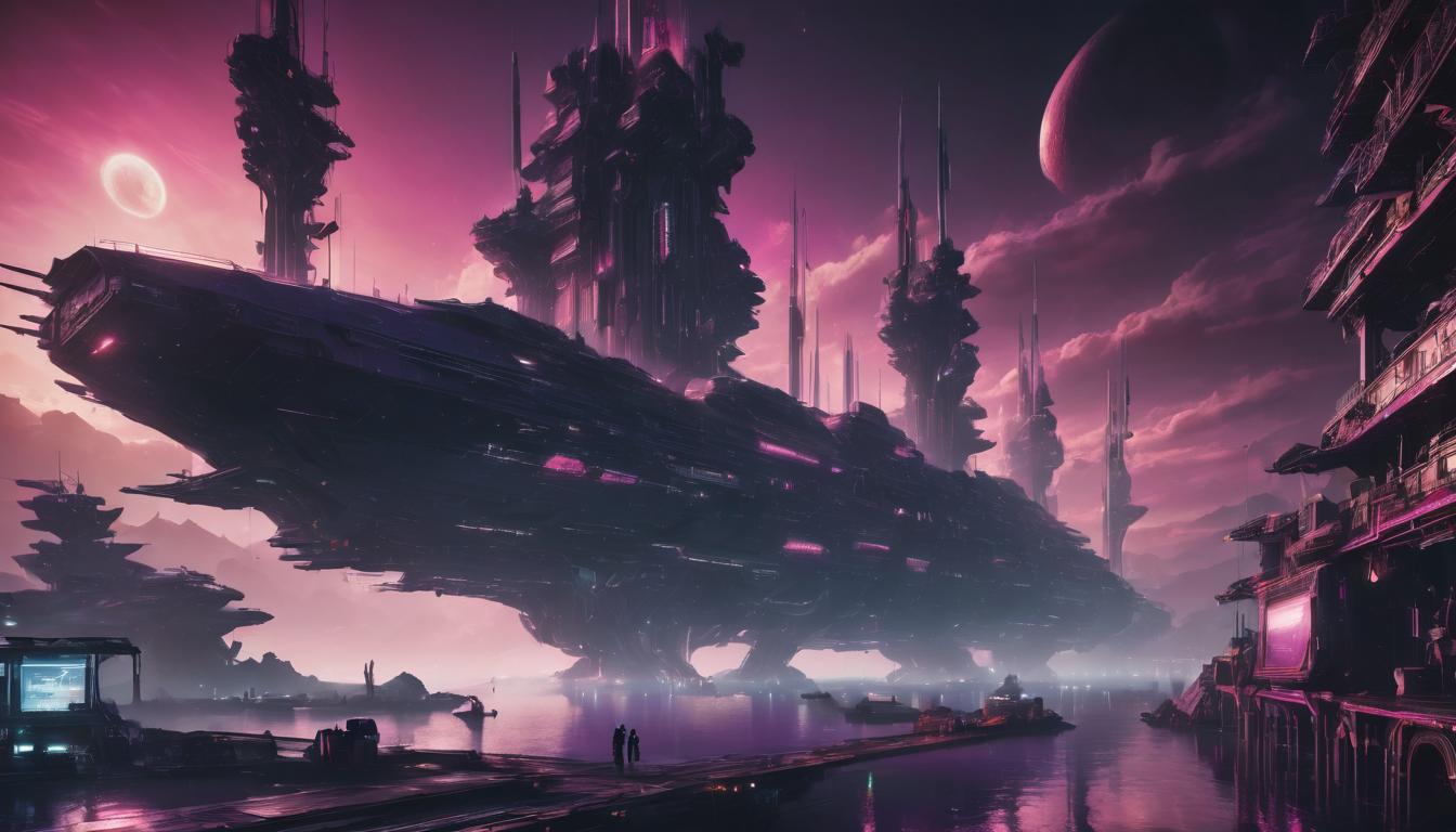 Cyberpunk cityscape concept art